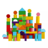 Set 100 de Blocuri de Construcție din Lemn, Colorate și Educaționale