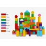 Set 100 de Blocuri de Construcție din Lemn, Colorate și Educaționale