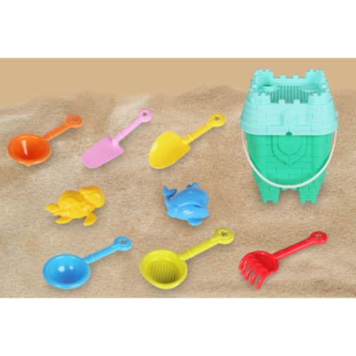 Set Jucării de Plajă cu Găletușă Castel și 8 Accesorii (culoare aleatorie)