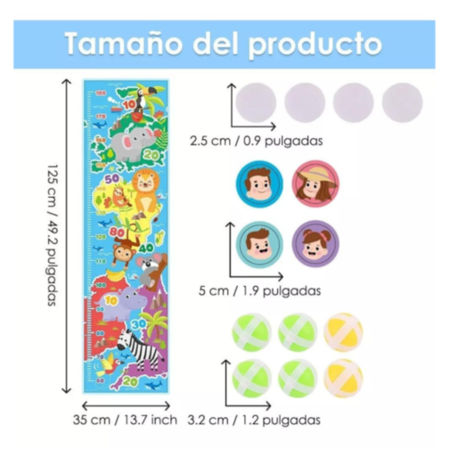 Rigla de înălțime pentru copii cu tematică animalieră