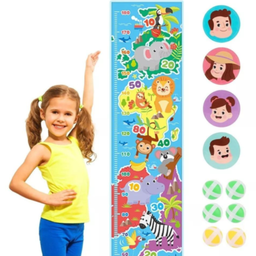 Rigla de înălțime pentru copii cu tematică animalieră
