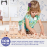 Set 100 Piese Cuburi de Construcție din Lemn Natural | Jucărie Educativă Montessori