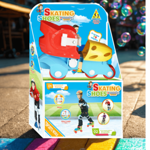 Patine Reglabile cu Roți Duble – Model Colorat pentru Începători