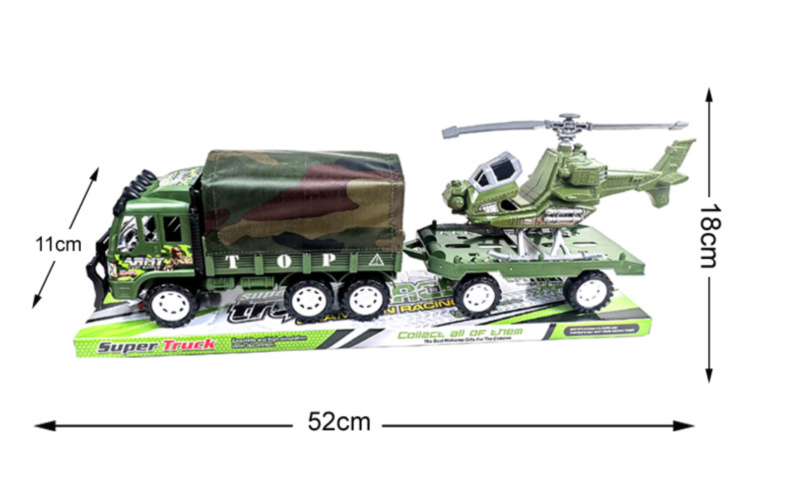 Camion Militar cu Trailer și Elicopter, 52cm