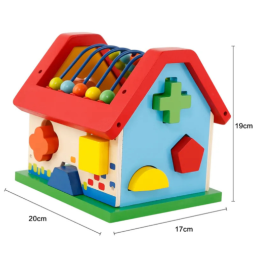 Căsuță Educațională Montessori cu Abac și Sortator de Forme