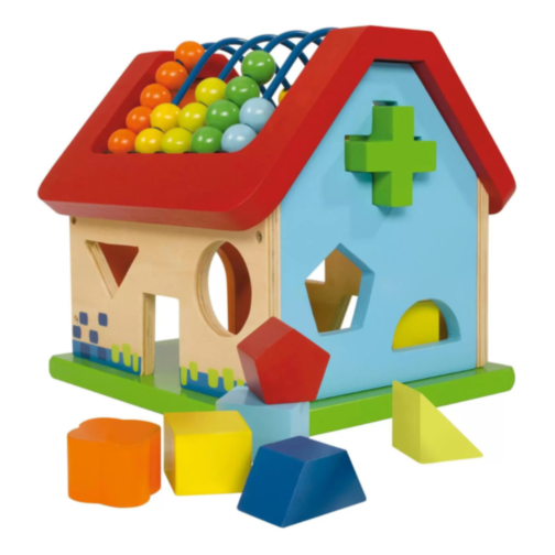 Căsuță Educațională Montessori cu Abac și Sortator de Forme