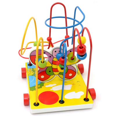 Labirint Montessori din Lemn cu Mărgele Colorate - Fluture | image