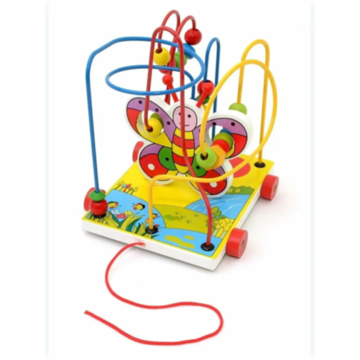 Labirint Montessori din Lemn cu Mărgele Colorate - Fluture
