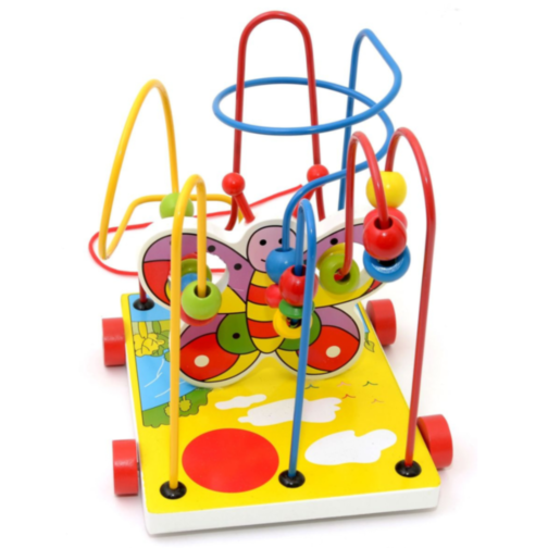 Labirint Montessori din Lemn cu Mărgele Colorate - Fluture