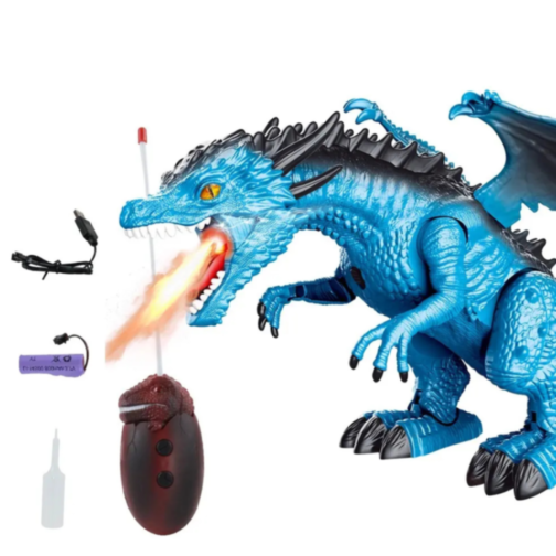 Dragon interactiv cu telecomandă și funcții de fum și sunet