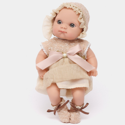 Păpușă Bebeluș Realistă cu Rochiță Elegantă și Bonetă | image