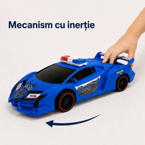 Mașină sport de poliție cu inerție, lungime 36 cm