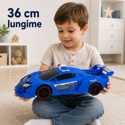 Mașină sport de poliție cu inerție, lungime 36 cm