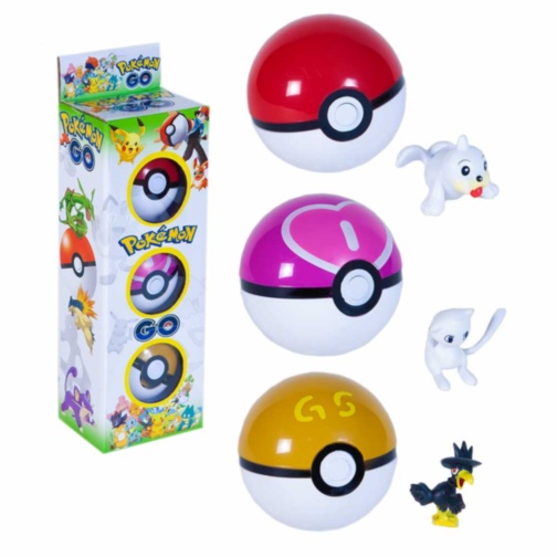 Set 3 Figurine Poke Ball, Pokemon