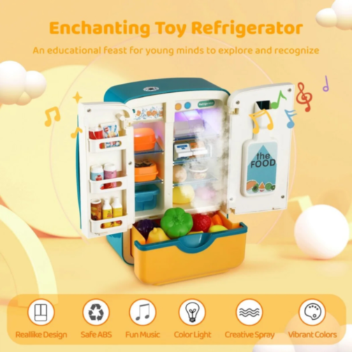 Frigider de Jucărie Interactiv cu Accesorii, Sunete și Lumină (culoare aleatorie)