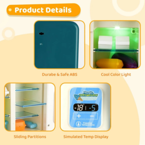 Frigider de Jucărie Interactiv cu Accesorii, Sunete și Lumină (culoare aleatorie)
