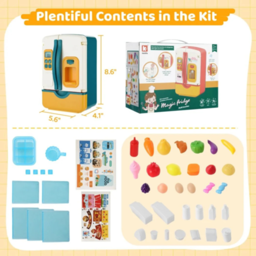 Frigider de Jucărie Interactiv cu Accesorii, Sunete și Lumină (culoare aleatorie)