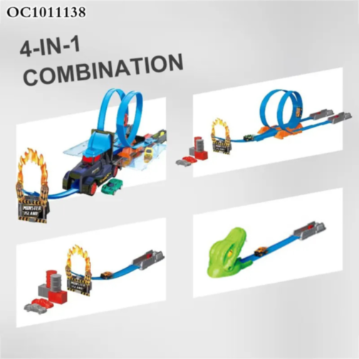 Pistă de Curse Monster Legends 4-în-1 | Set cu 8 Mașini și Obstacole