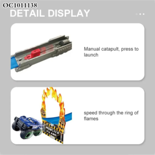 Pistă de Curse Monster Legends 4-în-1 | Set cu 8 Mașini și Obstacole