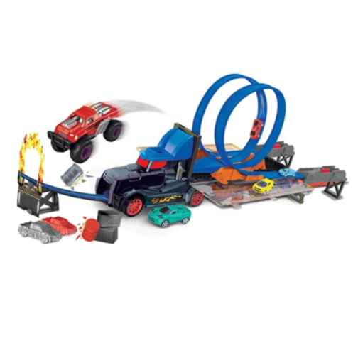 Pistă de Curse Monster Legends 4-în-1 | Set cu 8 Mașini și Obstacole
