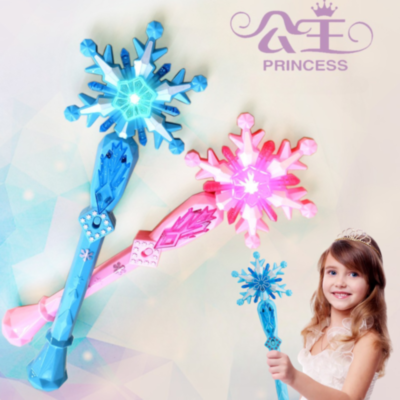 Baghetă Magică cu Lumini și Sunete în Formă de Fulgi de Zăpadă – Roz sau Albastru | image