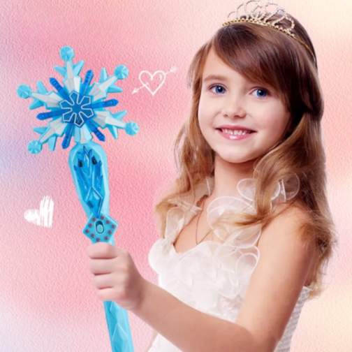 Baghetă Magică cu Lumini și Sunete în Formă de Fulgi de Zăpadă – Roz sau Albastru
