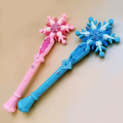 Baghetă Magică cu Lumini și Sunete în Formă de Fulgi de Zăpadă – Roz sau Albastru