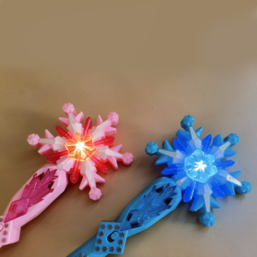 Baghetă Magică cu Lumini și Sunete în Formă de Fulgi de Zăpadă – Roz sau Albastru