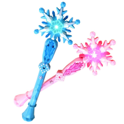 Baghetă Magică cu Lumini și Sunete în Formă de Fulgi de Zăpadă – Roz sau Albastru