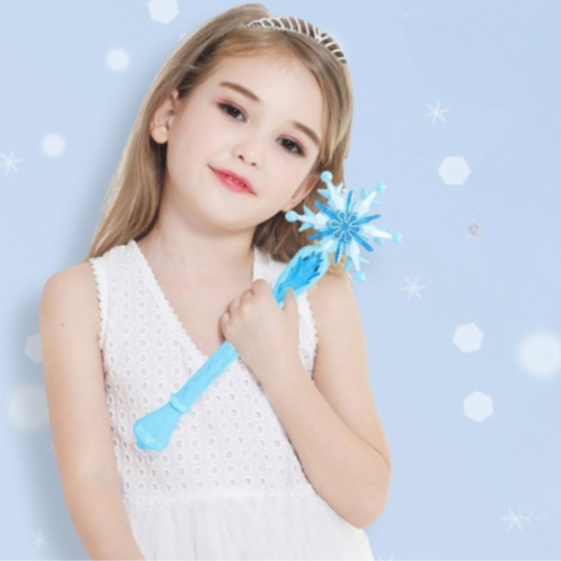 Baghetă Magică cu Lumini și Sunete în Formă de Fulgi de Zăpadă – Roz sau Albastru