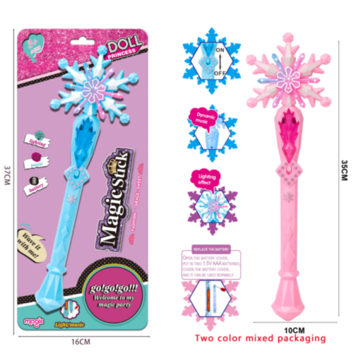 Baghetă Magică cu Lumini și Sunete în Formă de Fulgi de Zăpadă – Roz sau Albastru