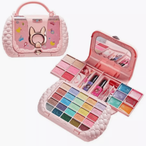 Set Machiaj Copii în Gentuță Roz cu Oglindă 