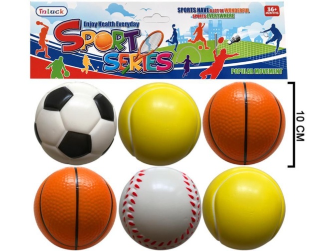 Set 6 Mingi Elastice din Burete Multicolore , diametru 10cm
