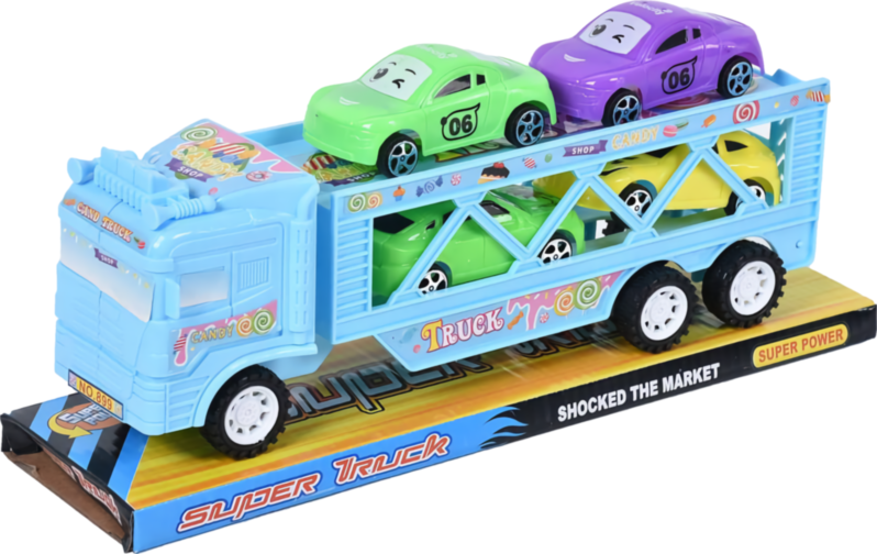 Camion cu Trailer și 4 Mașinuțe, 28cm 