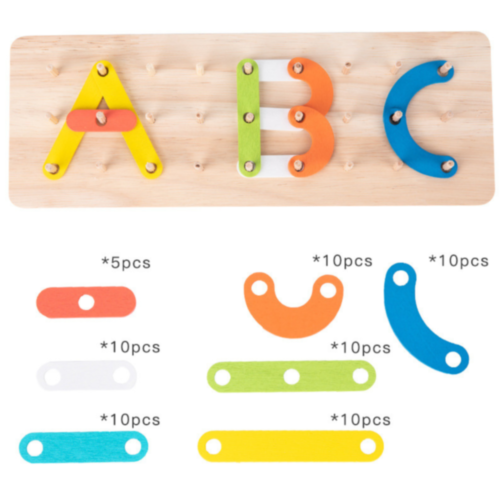 Puzzle Montessori din Lemn – Creează Litere, Cifre și Forme cu Imaginație