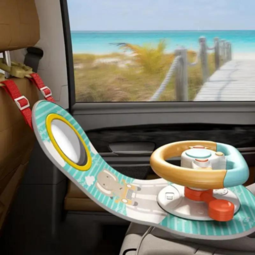Jucărie volan interactiv pentru mașină – cu sunete și oglindă sigură