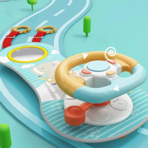 Jucărie volan interactiv pentru mașină – cu sunete și oglindă sigură