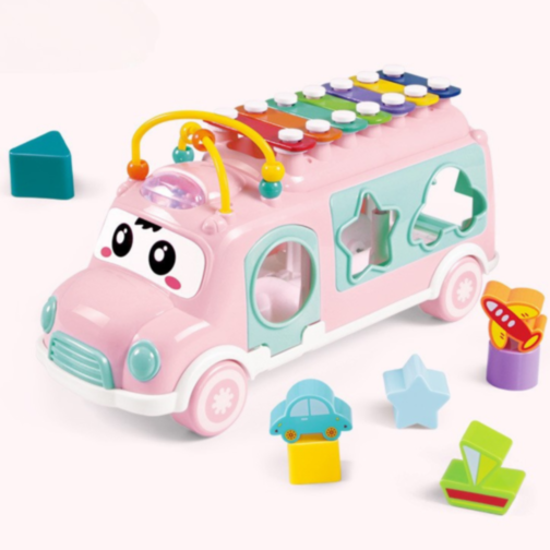 Autobuz Interactiv cu Xilofon și Sortator de Forme (culoare aleatorie)