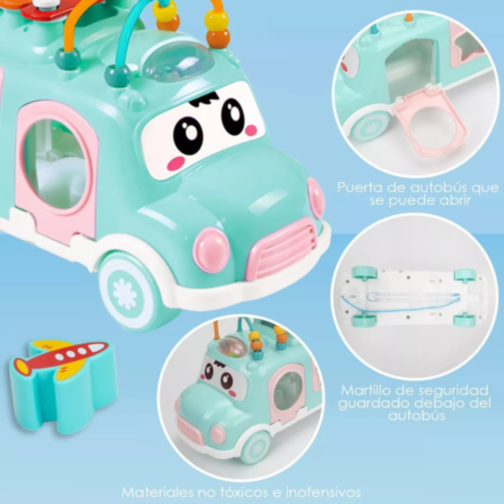 Autobuz Interactiv cu Xilofon și Sortator de Forme (culoare aleatorie)