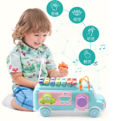 Autobuz Interactiv cu Xilofon și Sortator de Forme (culoare aleatorie)