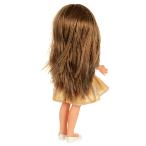 Păpușă Eva cu Rochie Galbenă și Păr Lung – 33 cm