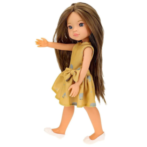Păpușă Eva cu Rochie Galbenă și Păr Lung – 33 cm