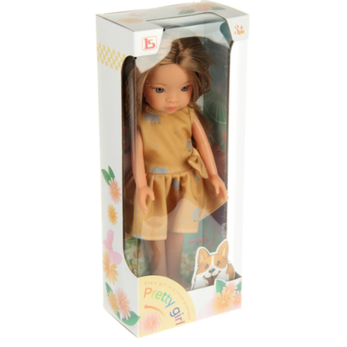 Păpușă Eva cu Rochie Galbenă și Păr Lung – 33 cm