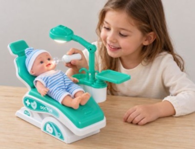 Set dentist turcoaz pentru copii cu păpușă și fotoliu | image
