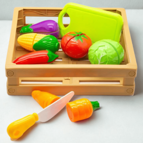 Set Legume de Tăiat din Plastic cu Cuțit și Tocător