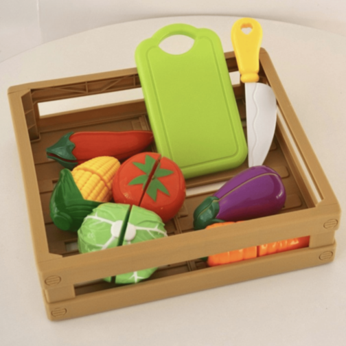 Set Legume de Tăiat din Plastic cu Cuțit și Tocător