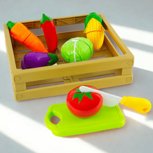 Set Legume de Tăiat din Plastic cu Cuțit și Tocător