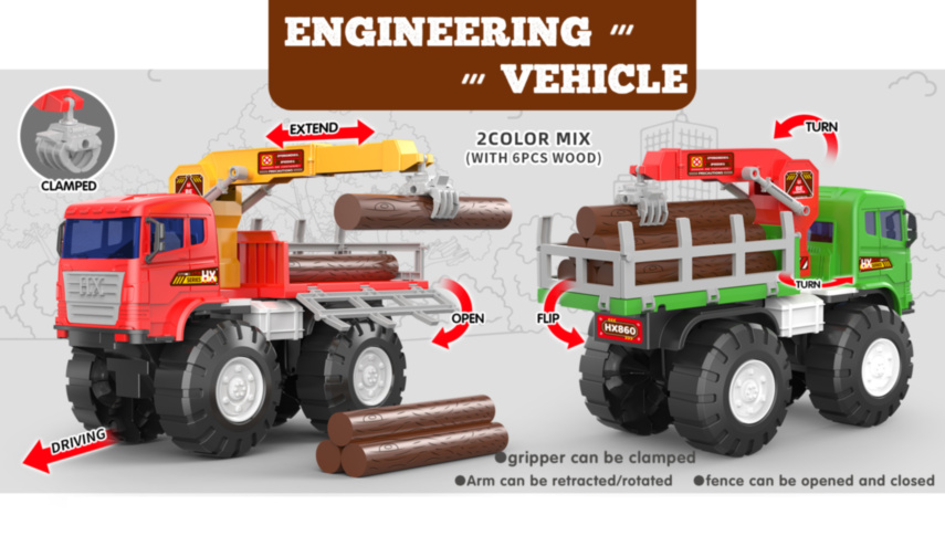 Camion Forestier cu Macara și Lemne – Vehicul de Inginerie