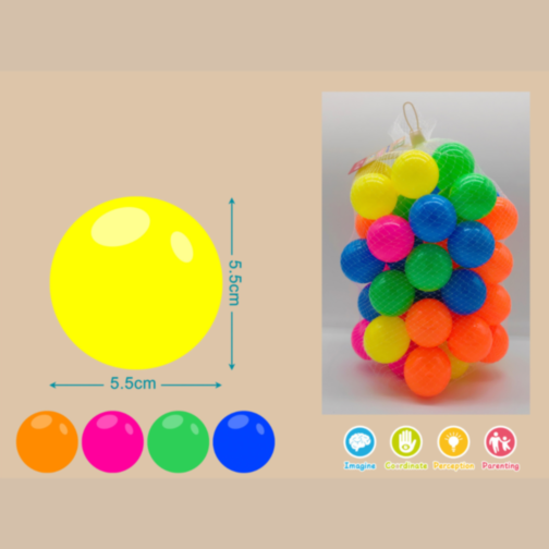 Set 60 de Bile Colorate din Plastic pentru Joacă - 5.5 cm