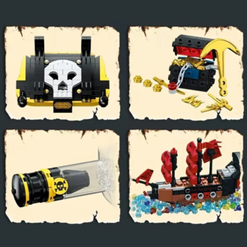 Corabie de Pirați în Sticlă cu LED – Set de Construcție Creativ pentru Copii, 852 piese